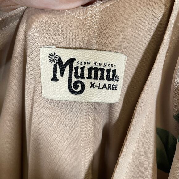 Show Me Your Mumu Kendall Maxi Dress Beige Taupe Floral Print Gown XL - Picture 4 of 6